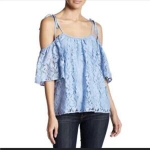 New Parker Tessy crochet cold shoulder lace periwinkle blouse top